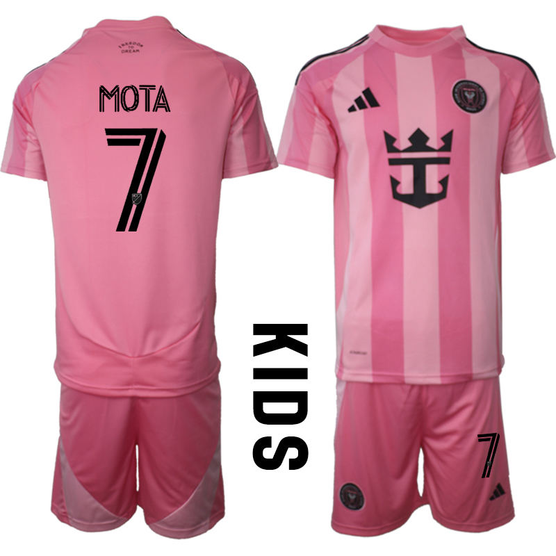 Youth 2025-2026 Club Inter Milan CF home Pink #7 Soccer Jersey